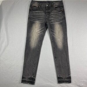 Purple Brand P001 Gray whiskers fade Skinny Jeans Actual Size 33